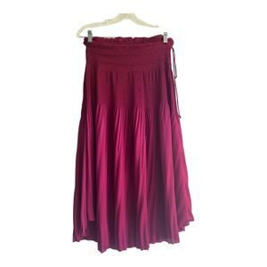 Rachel Zoe Midi Pleated Skirt Sz M Bordo Los Angeles New York RN 55663